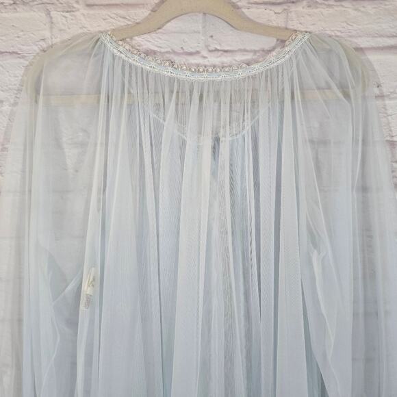 W Miss Elaine Sheer Lace Blue Nightgown Robe Vintage Deadstock NWT Women Size L - Picture 9 of 14